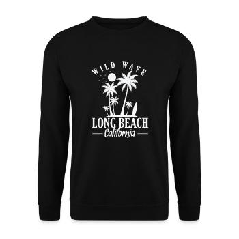 Wild Wave long Beach California surfing - Unisex Sweatshirt - black - Front - Alina (178cm) & Michal (187cm)