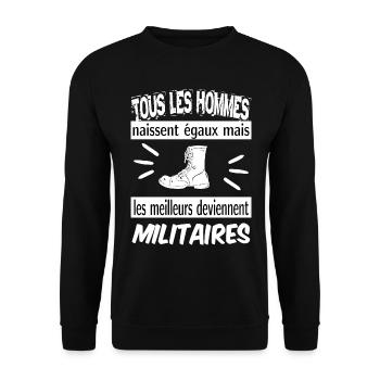 les meilleurs deviennent militaires - Sweat-shirt Unisexe - noir - Devant - Alina (178cm) & Michal (187cm)