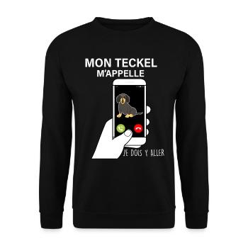 Mon teckel m'appelle Humour Chien - Sweat-shirt Unisexe - noir - Devant - Alina (178cm) & Michal (187cm)