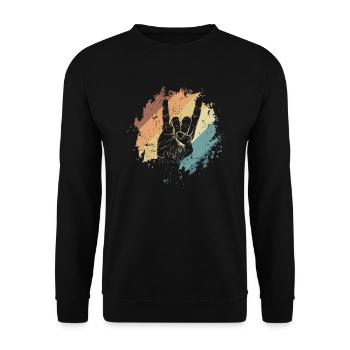 Heavy Metal Hand Signal Music Band Genre - Unisex Sweatshirt - black - Front - Alina (178cm) & Michal (187cm)