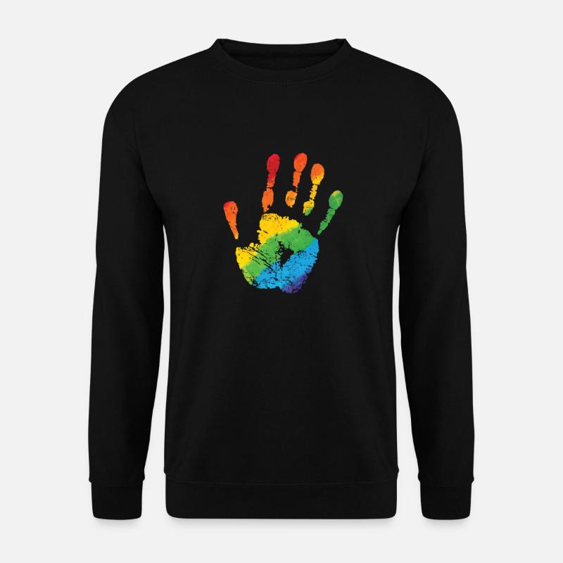 Hand in LGBT Farbe Regenbogenfarben - Unisex Pullover - Schwarz
