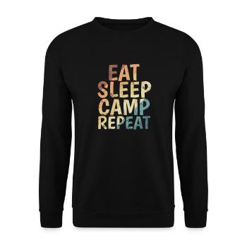 Eat sleep Camp repeat holiday freedom - Unisex Sweatshirt - black - Front - Alina (178cm) & Michal (187cm)