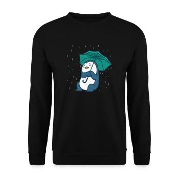 Penguin with an umbrella Antarctica - Unisex Sweatshirt - black - Front - Alina (178cm) & Michal (187cm)