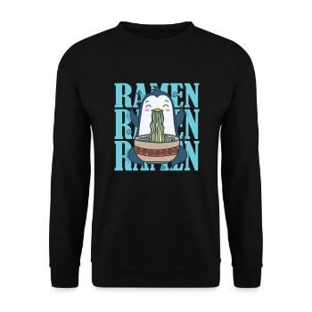 Pingouin avec nouilles ramen Oiseau antarctique - Sweat-shirt Unisexe - noir - Devant - Alina (178cm) & Michal (187cm)