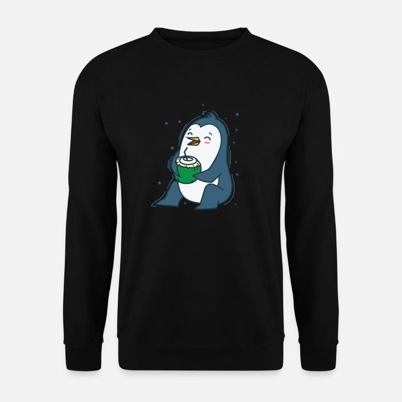 Penguin drinks a coconut Antarctica - Unisex Sweatshirt - black