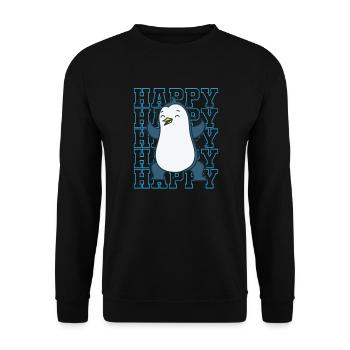 Pinguin ist Happy Tier Antarktis Vogel - Unisex Pullover - Schwarz - Vorne - Alina (178cm) & Michal (187cm)