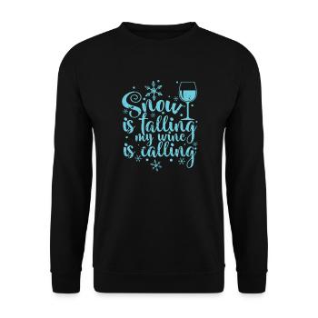 Snow is falling my Wine is calling Winter - Unisex Pullover - Schwarz - Vorne - Alina (178cm) & Michal (187cm)