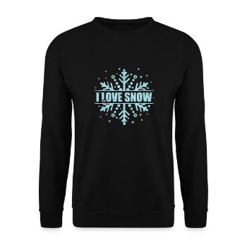 I Love Snow Winter Jahreszeit rodeln - Unisex Pullover - Schwarz - Vorne - Alina (178cm) & Michal (187cm)