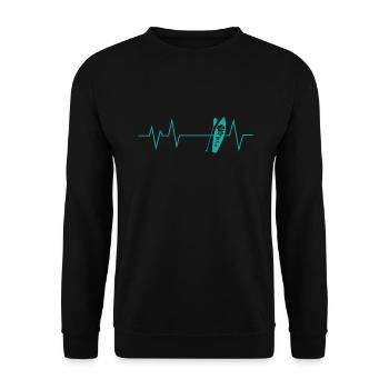Herzschlaglinie SUP Stand up Paddle Board - Unisex Pullover - Schwarz - Vorne - Alina (178cm) & Michal (187cm)