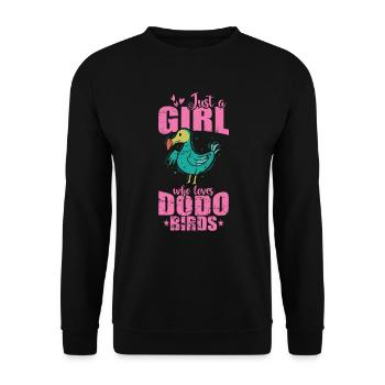 Just a Girl who loves Dodo Birds Mauritius - Unisex Sweatshirt - black - Front - Alina (178cm) & Michal (187cm)
