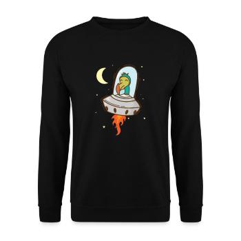 Dodo in space Bird from Mauritius - Unisex Sweatshirt - black - Front - Alina (178cm) & Michal (187cm)