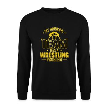 My Drinking Team has a Wrestling Problem - Unisex Pullover - Schwarz - Vorne - Alina (178cm) & Michal (187cm)