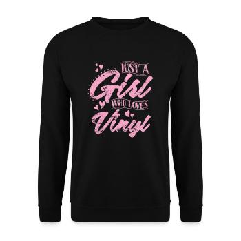 Just a Girl who Loves Vinyl Record - Unisex Sweatshirt - black - Front - Alina (178cm) & Michal (187cm)