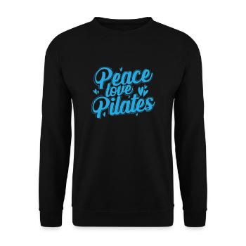 Peace Love Pilates Powerhouse Fitness - Unisex Pullover - Schwarz - Vorne - Alina (178cm) & Michal (187cm)