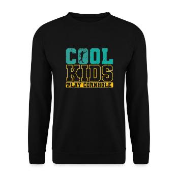 Cool Kids play Cornhole Leisure Hobby - Unisex Sweatshirt - black - Front - Alina (178cm) & Michal (187cm)