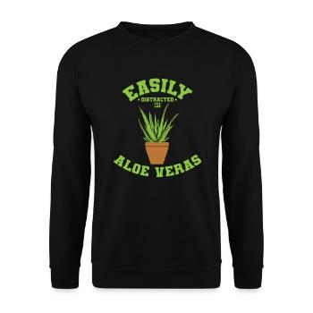 Easily Distracted by Aloe Veras Heilpflanze - Unisex Pullover - Schwarz - Vorne - Alina (178cm) & Michal (187cm)