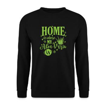 Home is where my Aloe Vera is Heilpflanze - Unisex Pullover - Schwarz - Vorne - Alina (178cm) & Michal (187cm)