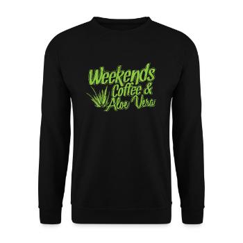 Weekends Coffee and Aloe Vera Plant - Unisex Sweatshirt - black - Front - Alina (178cm) & Michal (187cm)