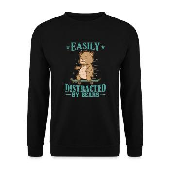 Facilement distrait par la forêt animale des ours - Sweat-shirt Unisexe - noir - Devant - Alina (178cm) & Michal (187cm)