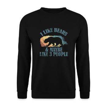 I Like Bears and Maybe 3 People Forest Animal - Unisex Sweatshirt - black - Front - Alina (178cm) & Michal (187cm)