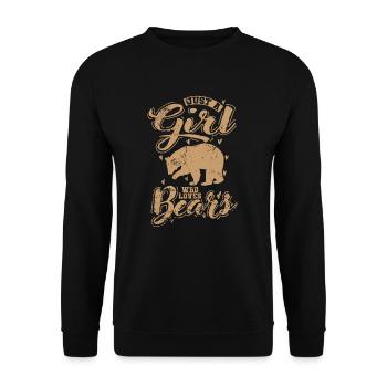 Just a Girls who loves Bears pink bear - Unisex Sweatshirt - black - Front - Alina (178cm) & Michal (187cm)