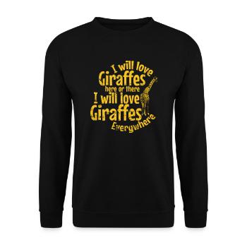 J’adorerai les girafes ici ou là Safari - Sweat-shirt Unisexe - noir - Devant - Alina (178cm) & Michal (187cm)