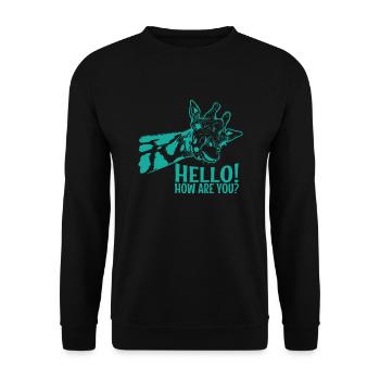 Hello How are You? Giraffe exotisches Tier - Unisex Pullover - Schwarz - Vorne - Alina (178cm) & Michal (187cm)