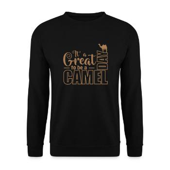 It's a great Day to be a Camel Dromedar - Unisex Pullover - Schwarz - Vorne - Alina (178cm) & Michal (187cm)
