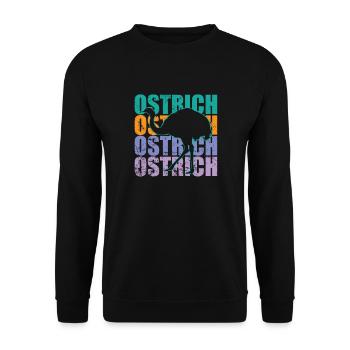 Ostrich Vogelstrauß Laufvogel Großvogel - Unisex Pullover - Schwarz - Vorne - Alina (178cm) & Michal (187cm)
