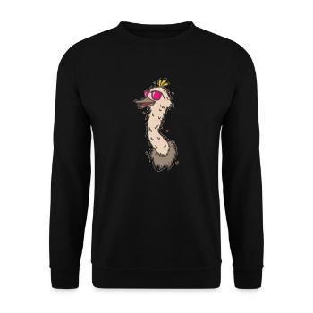 cooler Strauß mit Sonnenbrille Laufvogel - Unisex Pullover - Schwarz - Vorne - Alina (178cm) & Michal (187cm)