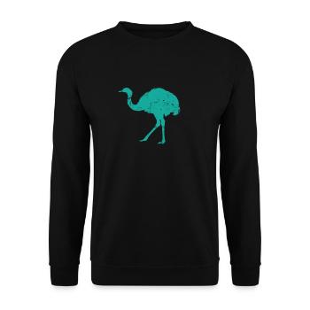 Strauß Laufvogel Tier Wüste - Unisex Pullover - Schwarz - Vorne - Alina (178cm) & Michal (187cm)