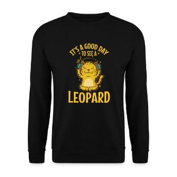 C’est une bonne journée pour voir un gros félin léopard - Sweat-shirt Unisexe - noir - Devant - Alina (178cm) & Michal (187cm)