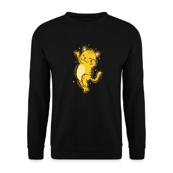 Leopard dancing big cat predator Africa - Unisex Sweatshirt - black - Front - Alina (178cm) & Michal (187cm)
