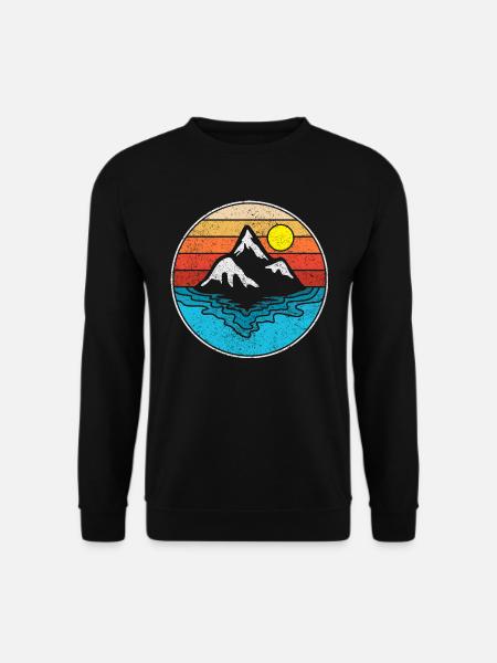Sea Mountain mountains Retro Graphic - Unisex Sweatshirt - black