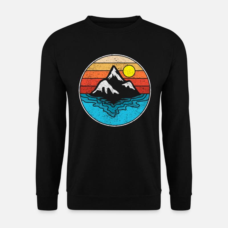 Sea Mountain mountains Retro Graphic - Unisex Sweatshirt - black