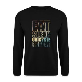 Eat Sleep Unicycle Repeat Balance Sport - Unisex Pullover - Schwarz - Vorne - Alina (178cm) & Michal (187cm)