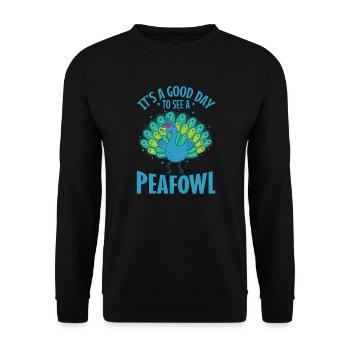 C’est une bonne journée pour voir un Vogel de paon - Sweat-shirt Unisexe - noir - Devant - Alina (178cm) & Michal (187cm)