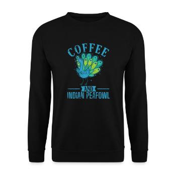 Coffee and Indian Peafowl Vogel Tierpark - Unisex Pullover - Schwarz - Vorne - Alina (178cm) & Michal (187cm)