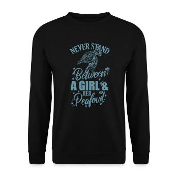 Ne vous tenez jamais entre une fille et son paon - Sweat-shirt Unisexe - noir - Devant - Alina (178cm) & Michal (187cm)