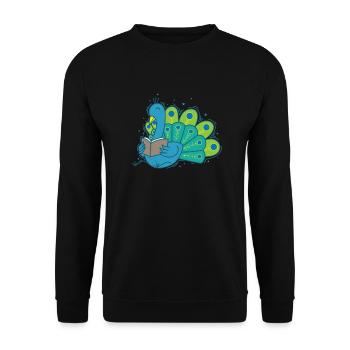 Peacock lit un livre Plumes d’oiseau - Sweat-shirt Unisexe - noir - Devant - Alina (178cm) & Michal (187cm)