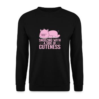 Snoozing with a Side of Cuteness Pajamas - Unisex Sweatshirt - black - Front - Alina (178cm) & Michal (187cm)