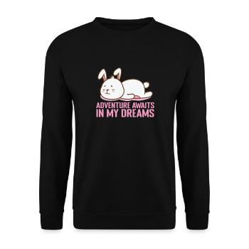 Adventure awaits... in my Dreams Pyjamas - Unisex Sweatshirt - black - Front - Alina (178cm) & Michal (187cm)