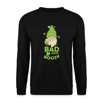 Bad and Boozy St. Patrick's Day - Unisex Sweatshirt - black - Front - Alina (178cm) & Michal (187cm)