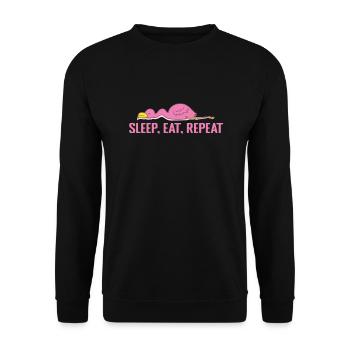 Sleep, Eat, Repeat Pajamas Pajamas - Unisex Sweatshirt - black - Front - Alina (178cm) & Michal (187cm)