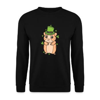 Guinea pig with shamrock St. Patrick's Day - Unisex Sweatshirt - black - Front - Alina (178cm) & Michal (187cm)