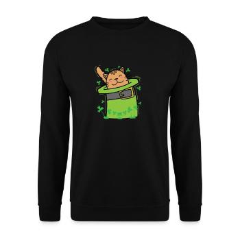 Chat au chapeau vert Fête de la Saint-Patrick - Sweat-shirt Unisexe - noir - Devant - Alina (178cm) & Michal (187cm)