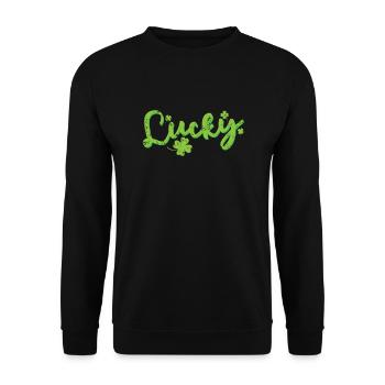 Lucky Irisch St. Patricks Day - Unisex Pullover - Schwarz - Vorne - Alina (178cm) & Michal (187cm)