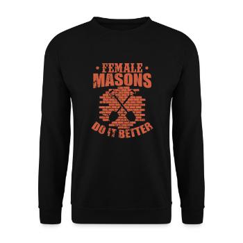 Female Masons do it Better Handwerker Beruf - Unisex Pullover - Schwarz - Vorne - Alina (178cm) & Michal (187cm)