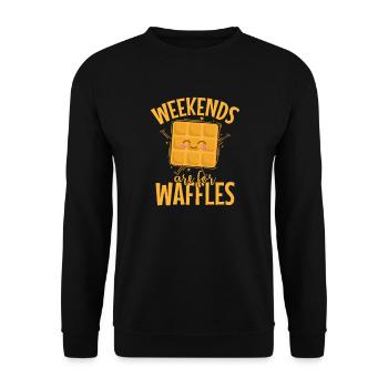 Weekends are for Waffles Snack Pastry - Unisex Sweatshirt - black - Front - Alina (178cm) & Michal (187cm)