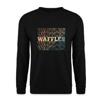 Waffles Frühstück Gebäck Snack Bäcker - Unisex Pullover - Schwarz - Vorne - Alina (178cm) & Michal (187cm)